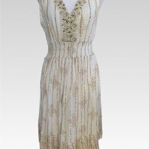 ME 2 MAGIC Elegant Cream and Gold Embroidered Dress size M